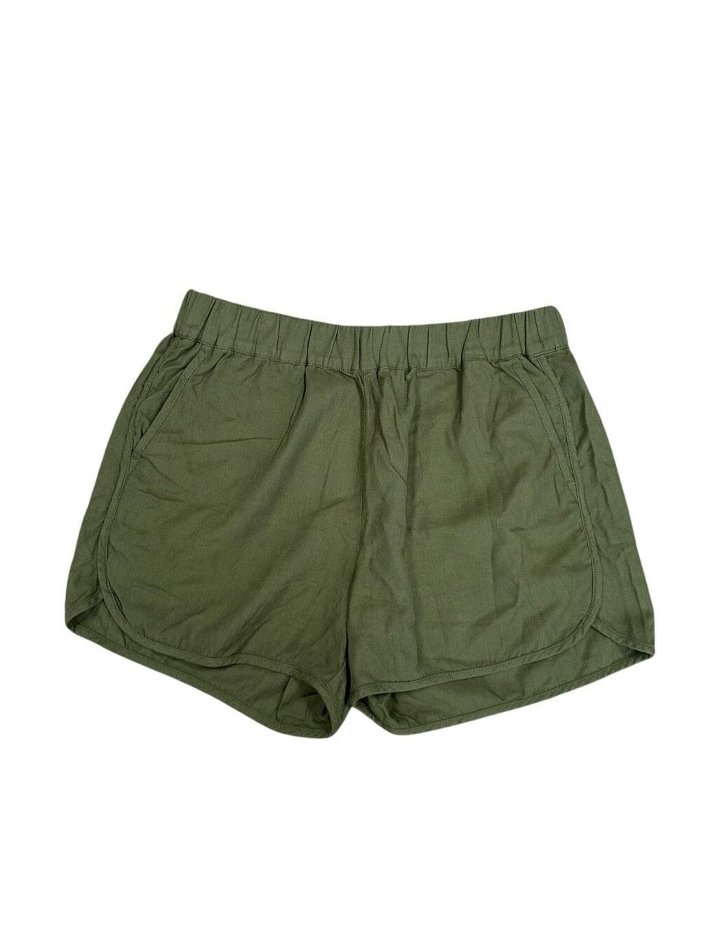 Madewell Burch Leaf Pull On Short Women XS Green Elastic Waist High Rise Pockets